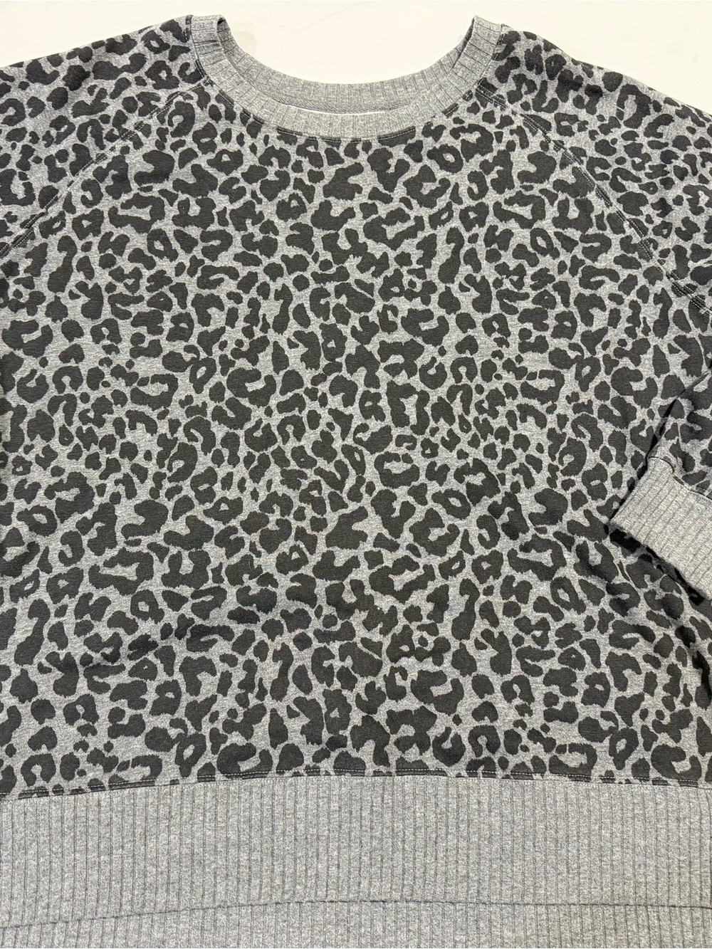 Maurices Gray Leopard-Print Crewneck Sweater